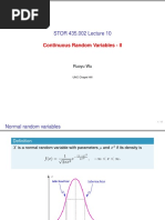 STOR 435.002 Lecture 10: Continuous Random Variables - II