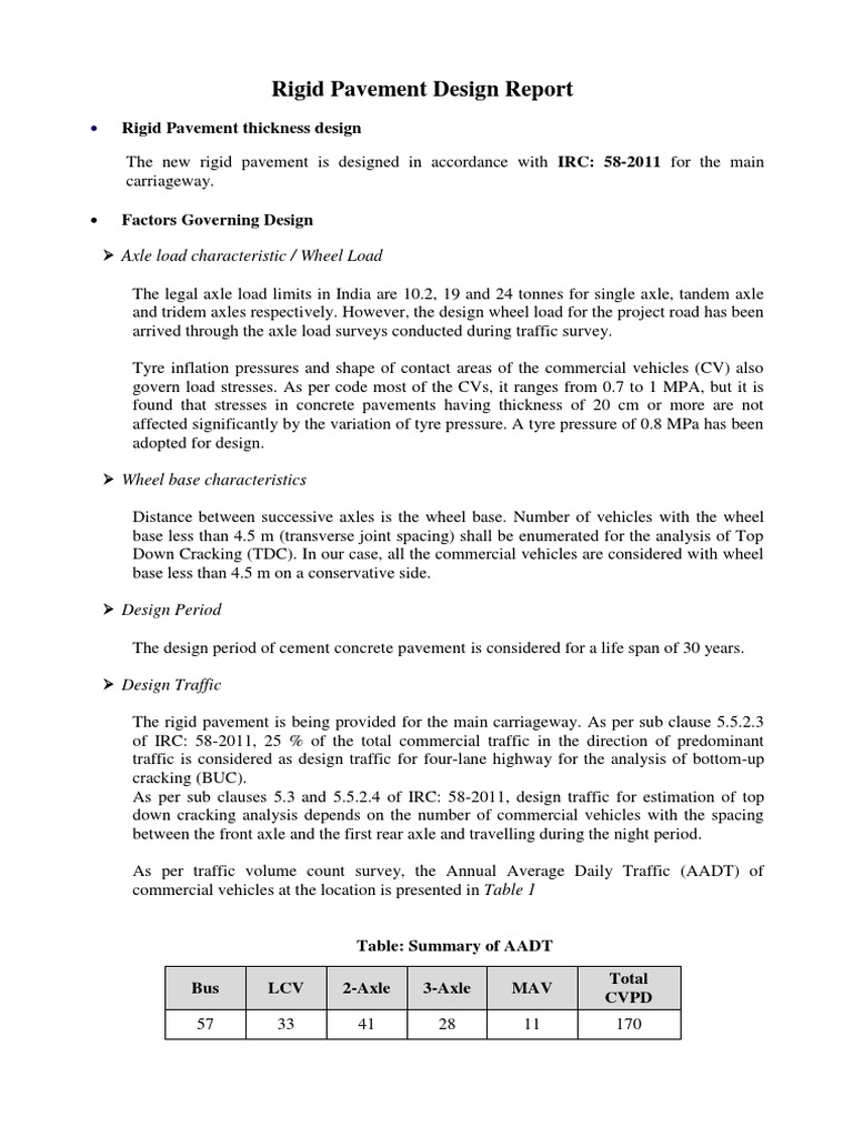 Report On Design of CC Pavment | PDF | Strength Of Materials | Road Surface