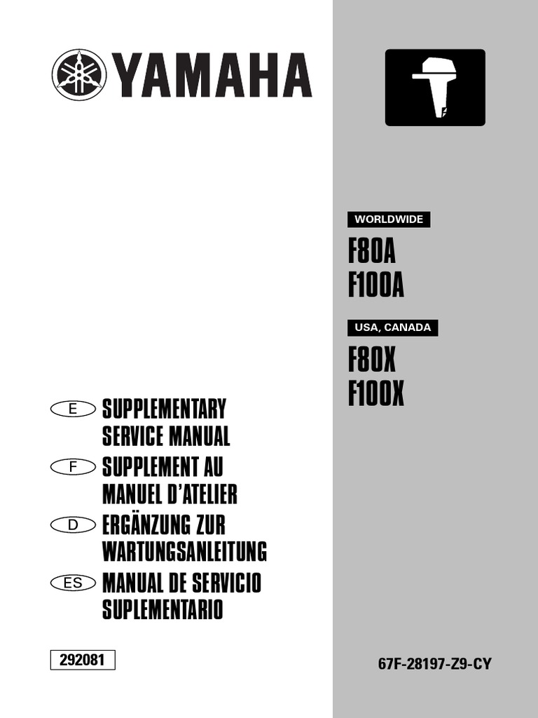 Yamaha F80 F100 4Stroke Outboard Motor Service Repair Manual