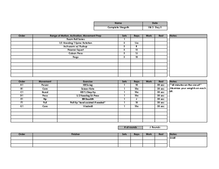 Strength Workout Routine | PDF