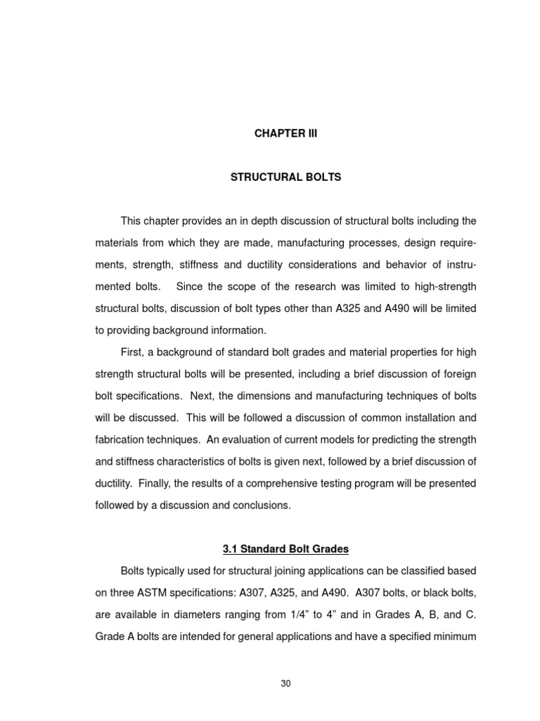 Chap.3 - Structural Bolts PDF | PDF | Screw | Strength Of Materials