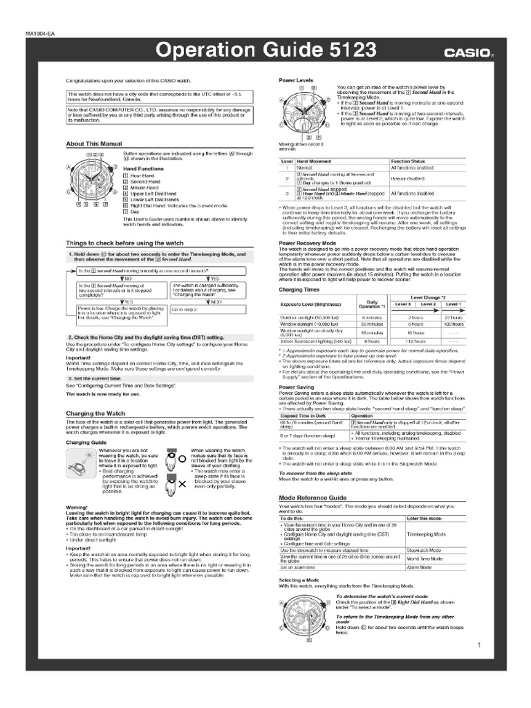 CASIO Operational Manual Module 5123 | PDF