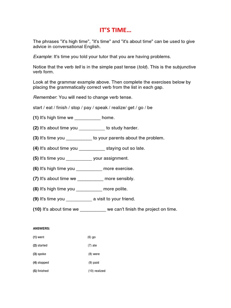 It'S Time Example It's Time You Told Your Tutor That You Are Having