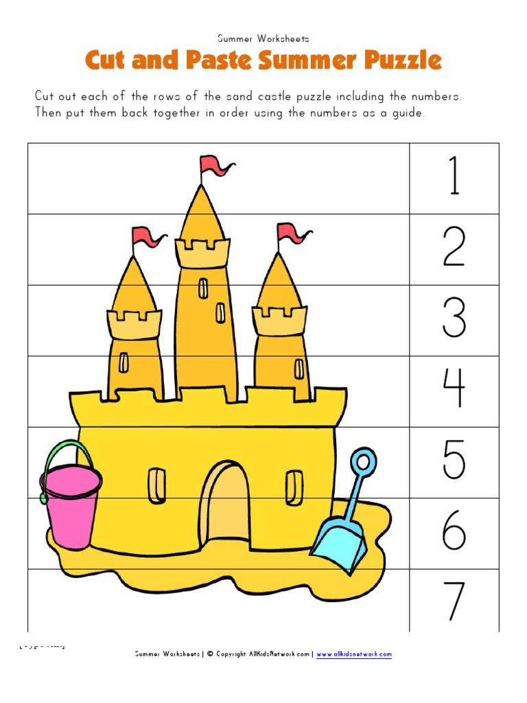 summer cut and paste puzzle pdf