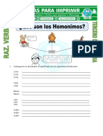 Ficha Que Son Los Homonimos para Tercero de Primaria