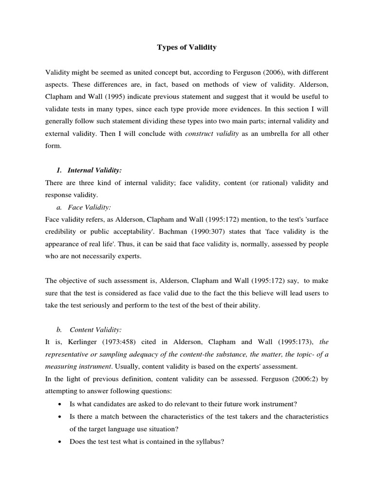 Types of Validity | PDF | Validity (Statistics) | Psychometrics