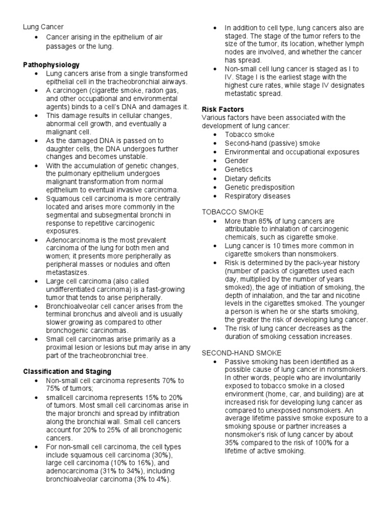 Understanding Lung Cancer Pathophysiology | PDF | Lung Cancer | Carcinoma
