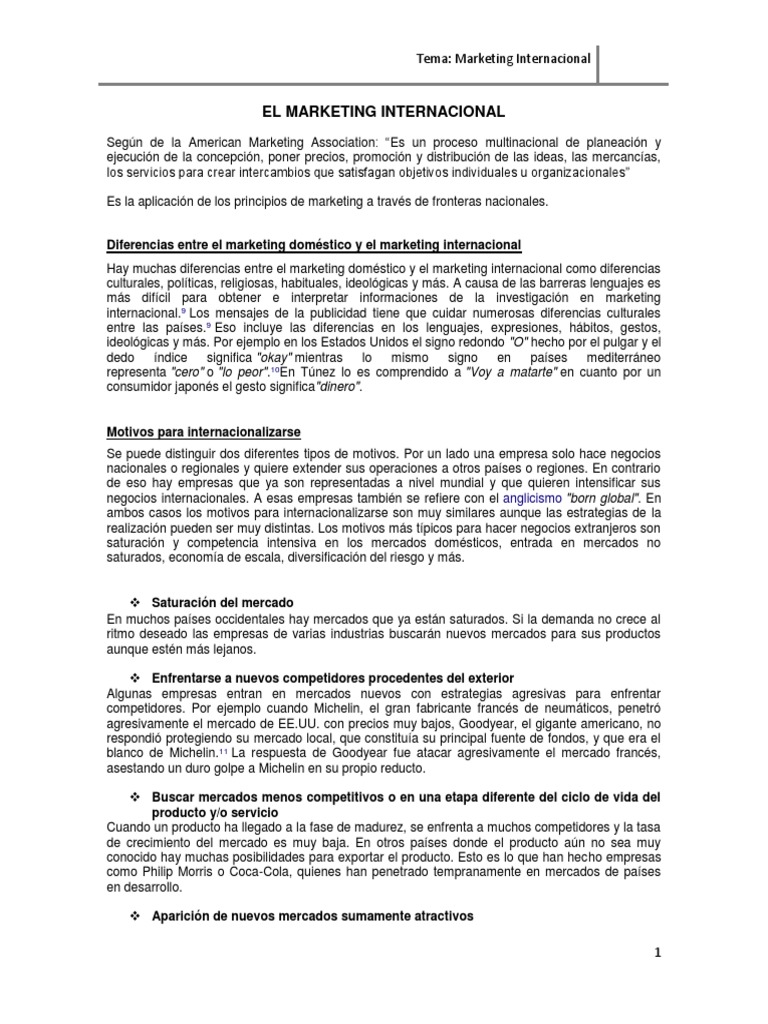 El Marketing Internacional (2) Final | PDF | Mercado (economía) | Tipo ...