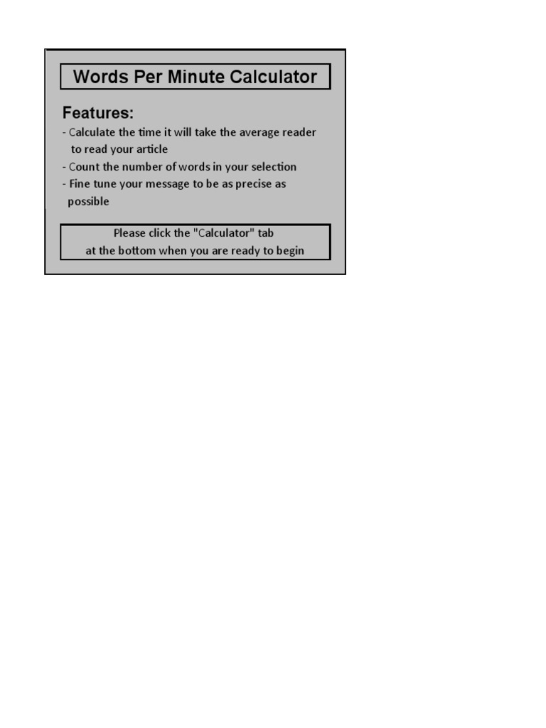 Words Per Minute Calculator PDF