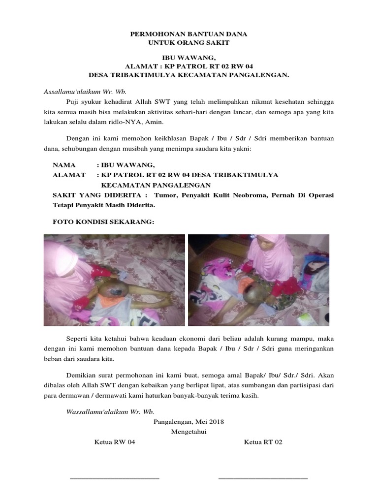Permohonan Bantuan Dana Orang Sakit