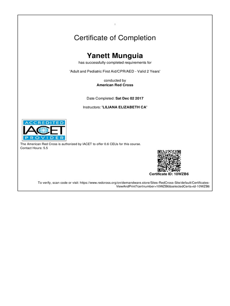 CPR Certificate PDF