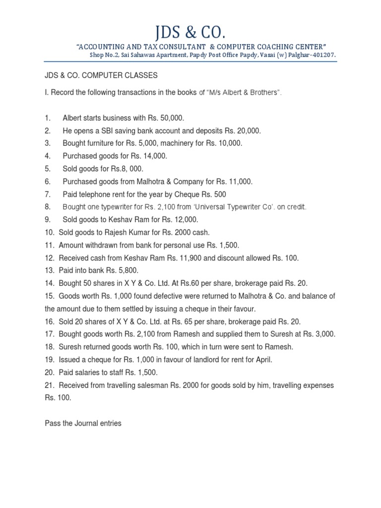 journal entry problem with solution.docx Cheque Banks