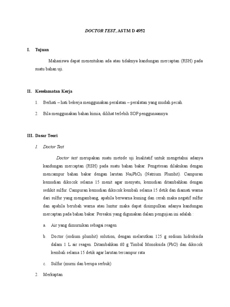 Doctor Test for Mercaptan Detection | PDF | Science & Mathematics