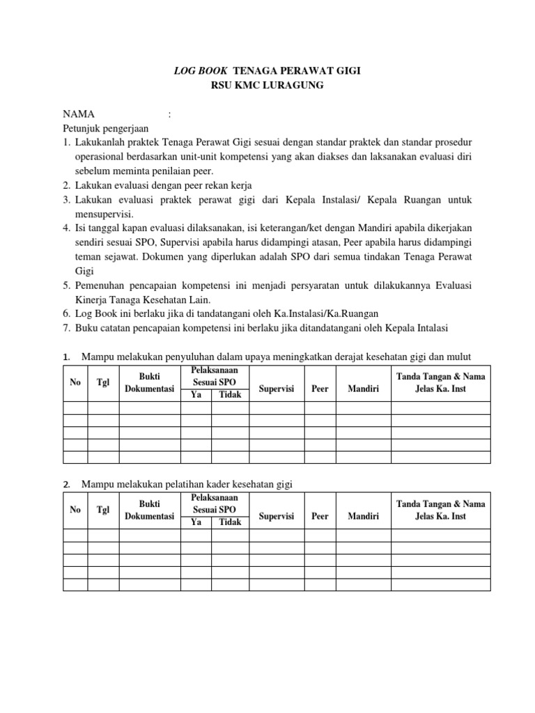 Log Book Perawat Gigi