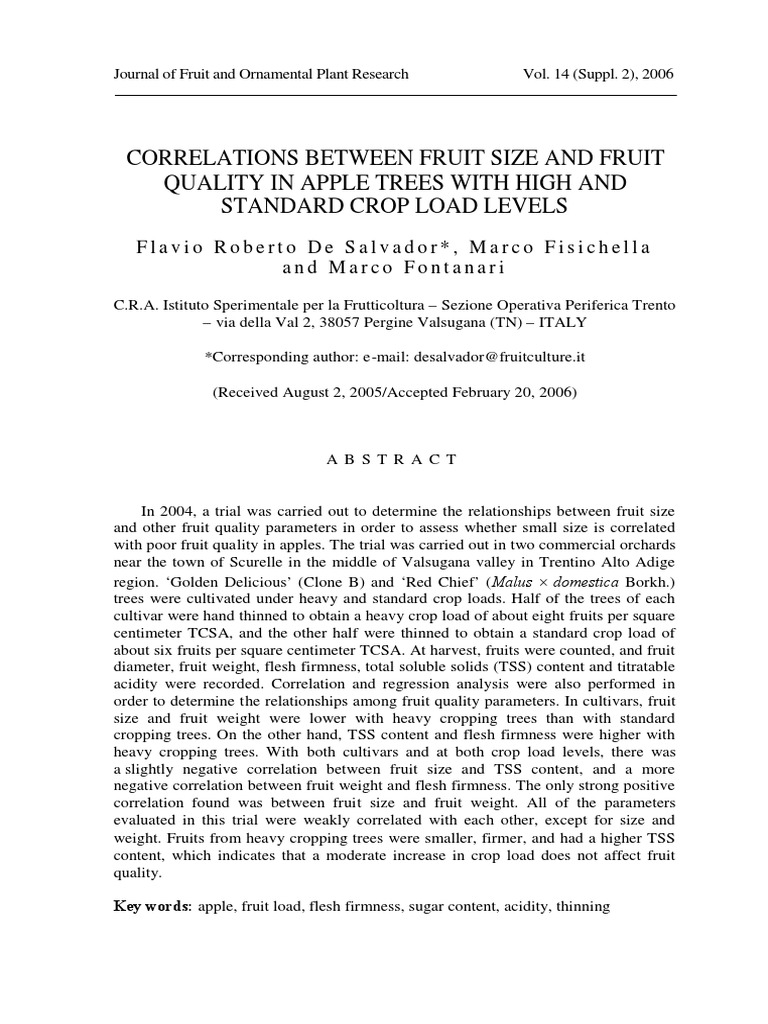 Correlations Between Fruit Size and Fruit Quality PDF | PDF | Apple ...