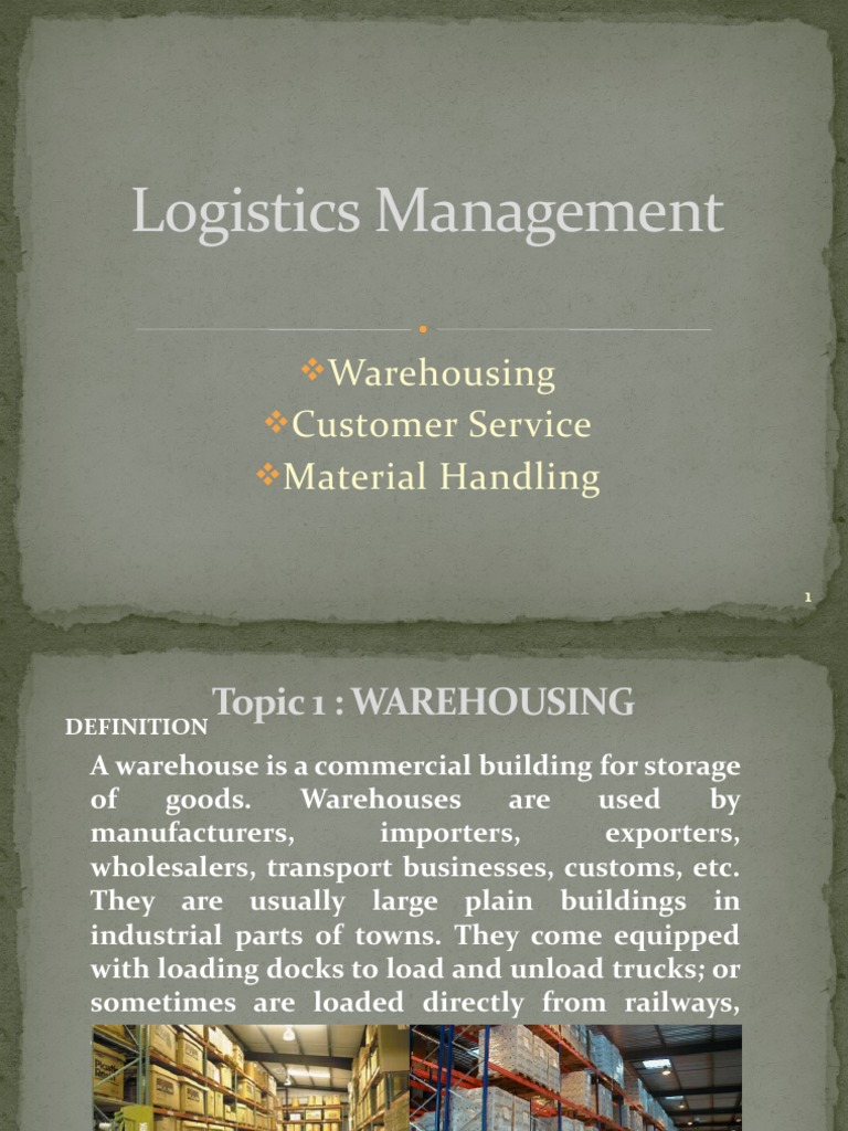 Warehousing, Customer Service, and Logistics | PDF | Warehouse | Transport