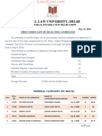 AILET, 2018 - First Merit List of Selected Candidates