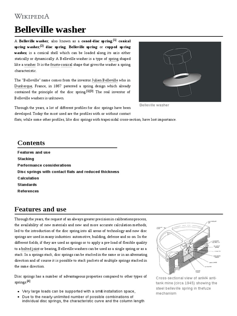 Belleville Washer Mechanical Engineering Manufactured Goods Free