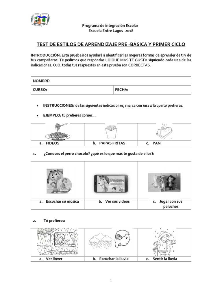Test de Estilos de Aprendizaje para Niños | PDF | Educación avanzada | Ocio