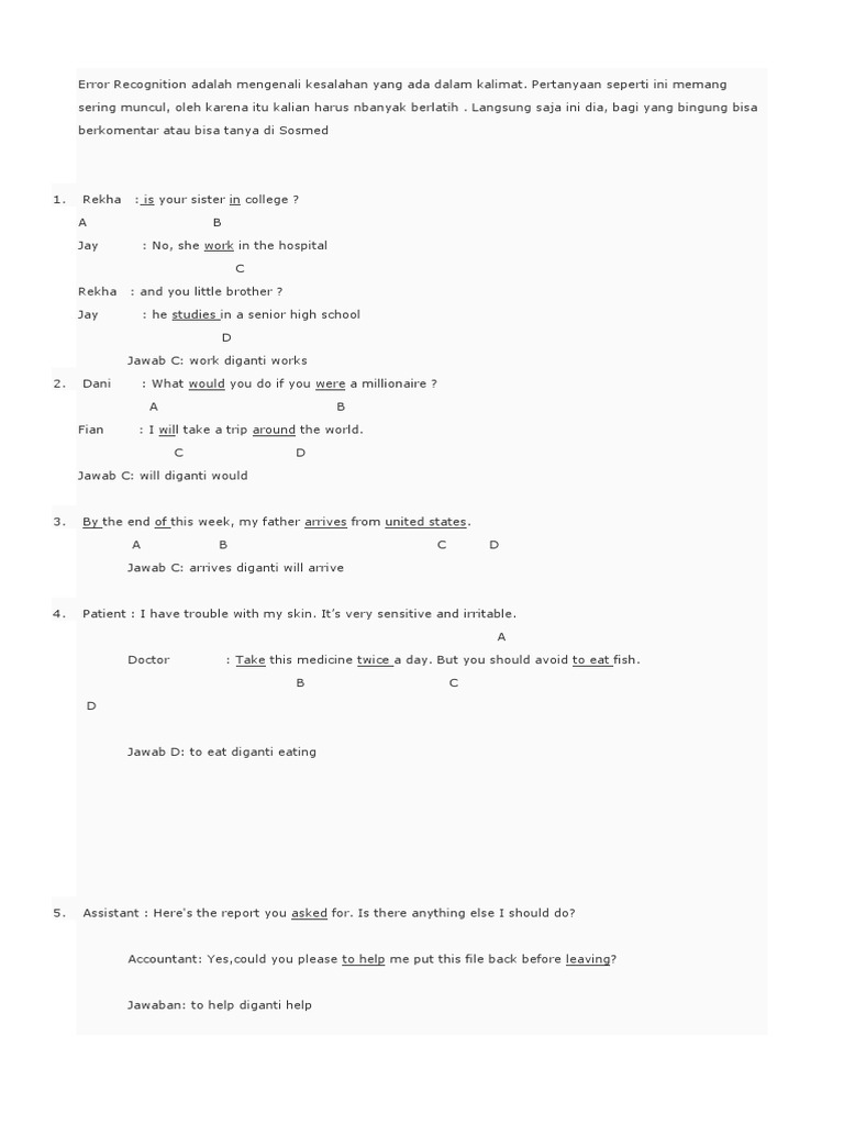 Contoh Soal Error Recognition Inggris | PDF | Nature
