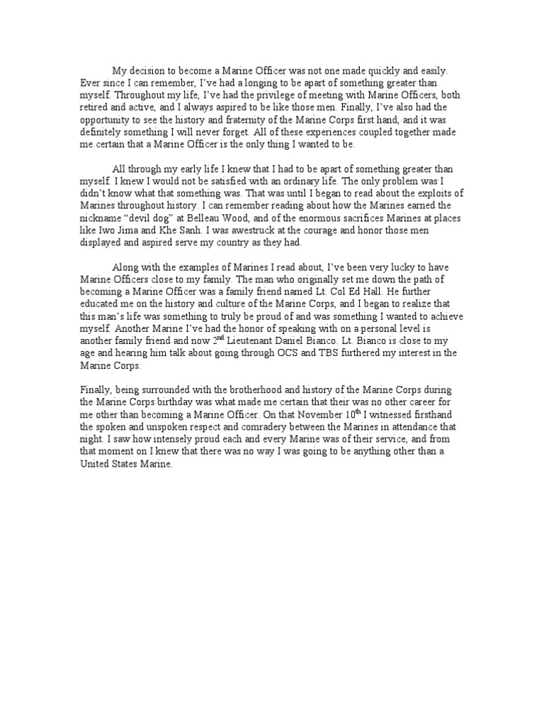 Essay On Becoming A Marine