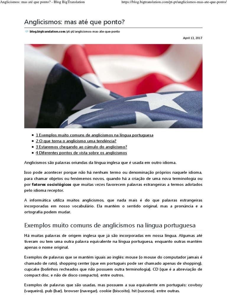 Anglicismos: Limites e Tendências no Brasil | PDF | Linguagem natural ...