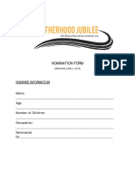 2018 Fatherhood Jubilee Nomination Form