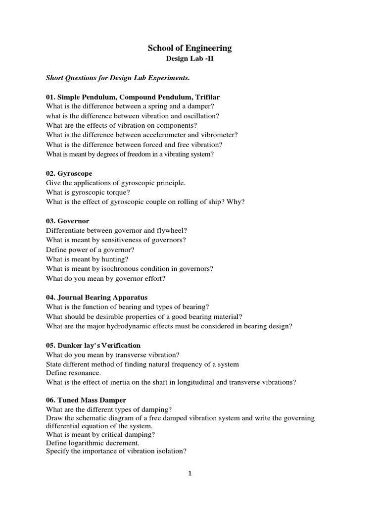 Questionnaire For Design Lab - II | PDF | Gear | Gyroscope