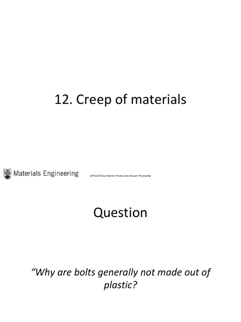Creep Deformation Of Materials – VGEMAL
