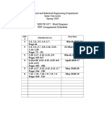 MECH 447: Heat Engines HW Assignment Schedule