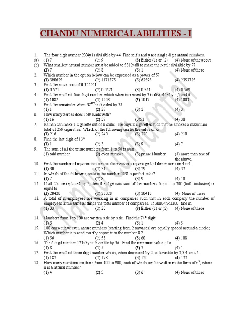 Numerical Ability Practice Questions | PDF | Speed | Interest