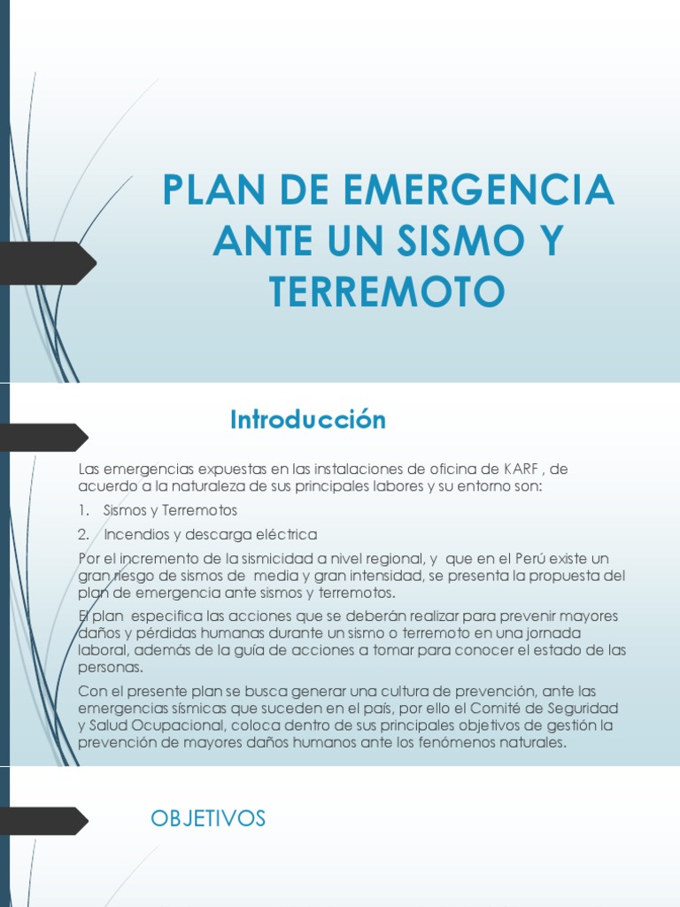 Plan de Emergencia ante Sismos y Terremotos | PDF | Temblores ...