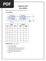 Experiment No:01 Full Adder: Aim Algorithm