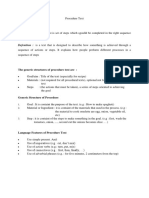 Defenition: Procedure Text Is Set of Steps Which Sgoulld Be Completed in The Right Sequence