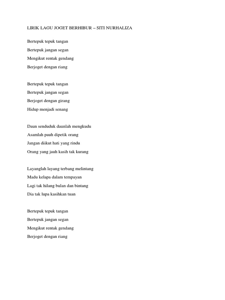 Lirik Lagu Joget Berhibur Pdf