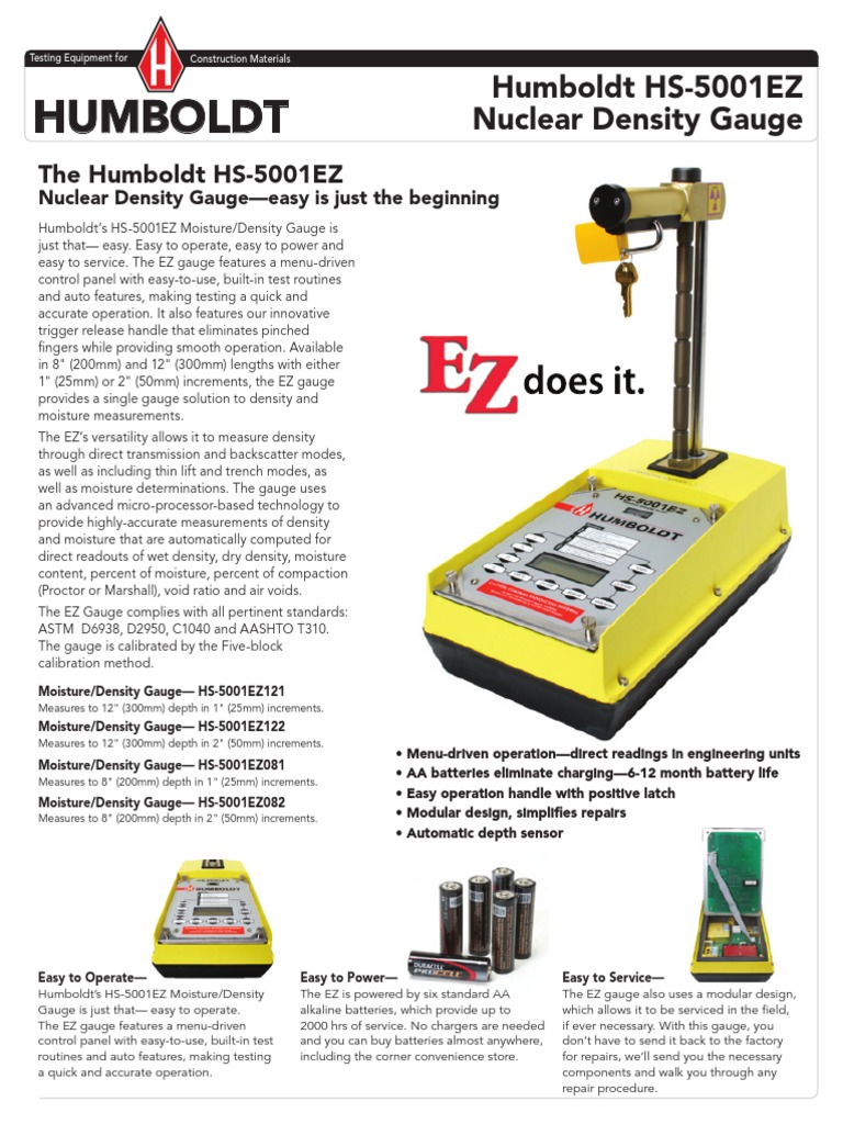 Humboldt Humboldt HS5001EZ Nuclear Density Gauge PDF Density Steel