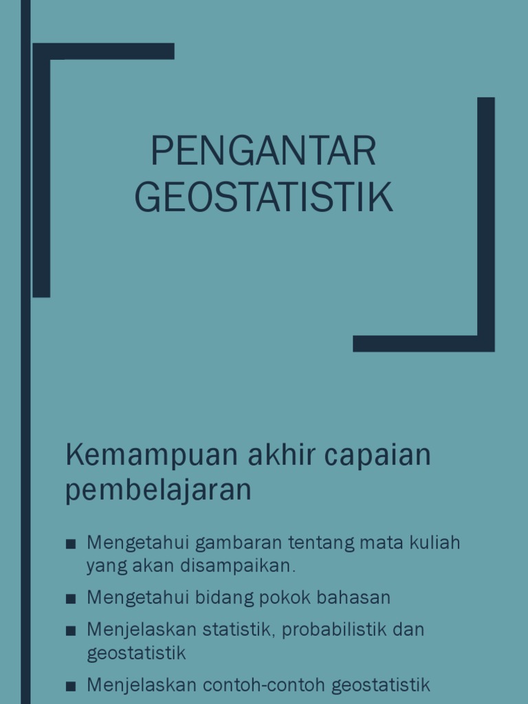 Pengantar Geostatistik dan Statistik | PDF
