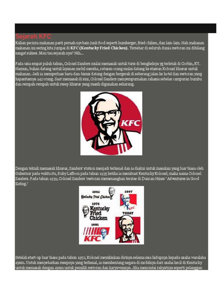 Sejarah KFC | PDF