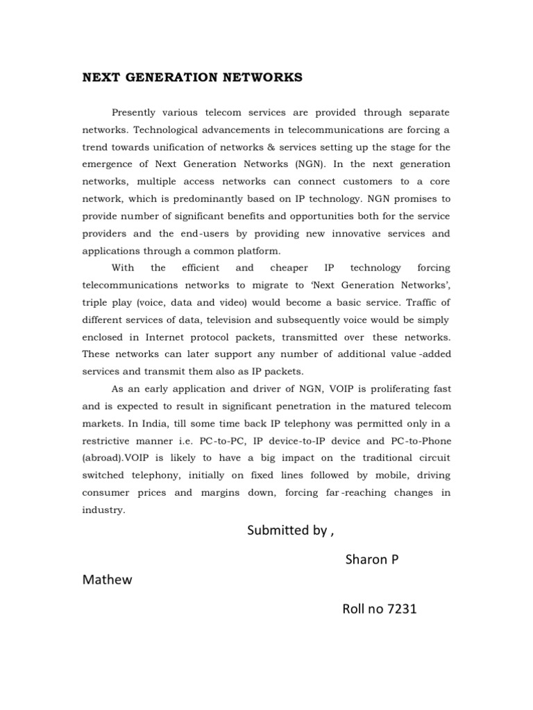 Next Generation Networks | PDF