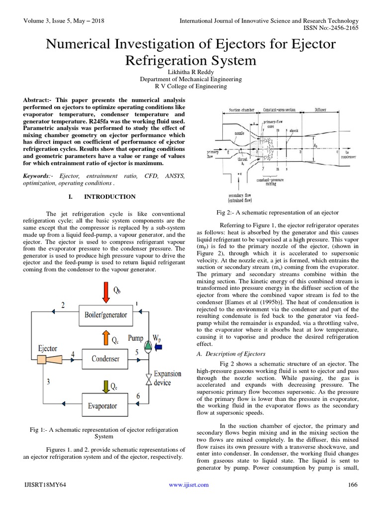 Ejector Refrigeration System Analysis | PDF | Nozzle | Computational ...