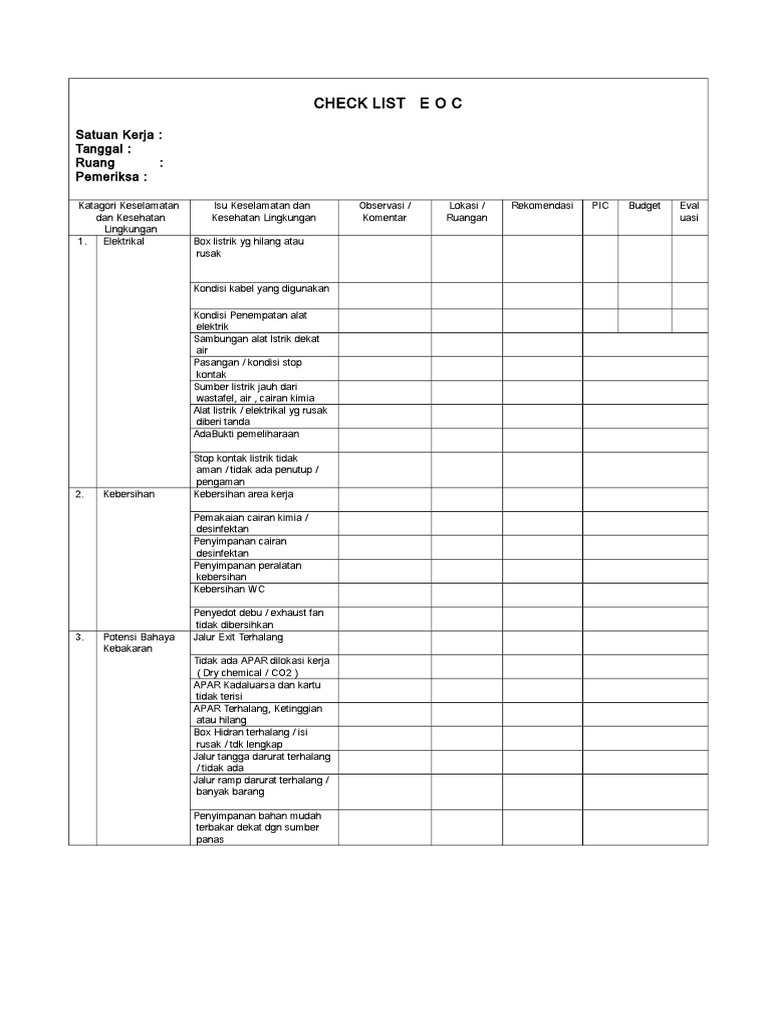 Check List EOC 1 | PDF