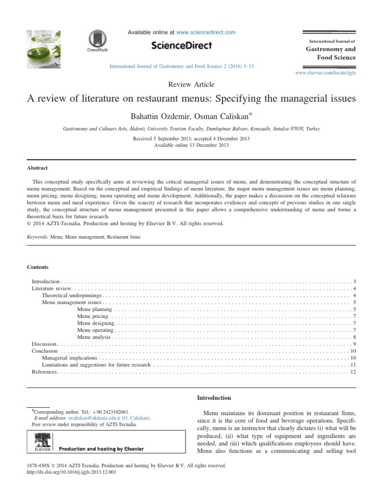 Menu Management in Restaurants | PDF | Menu | Pricing