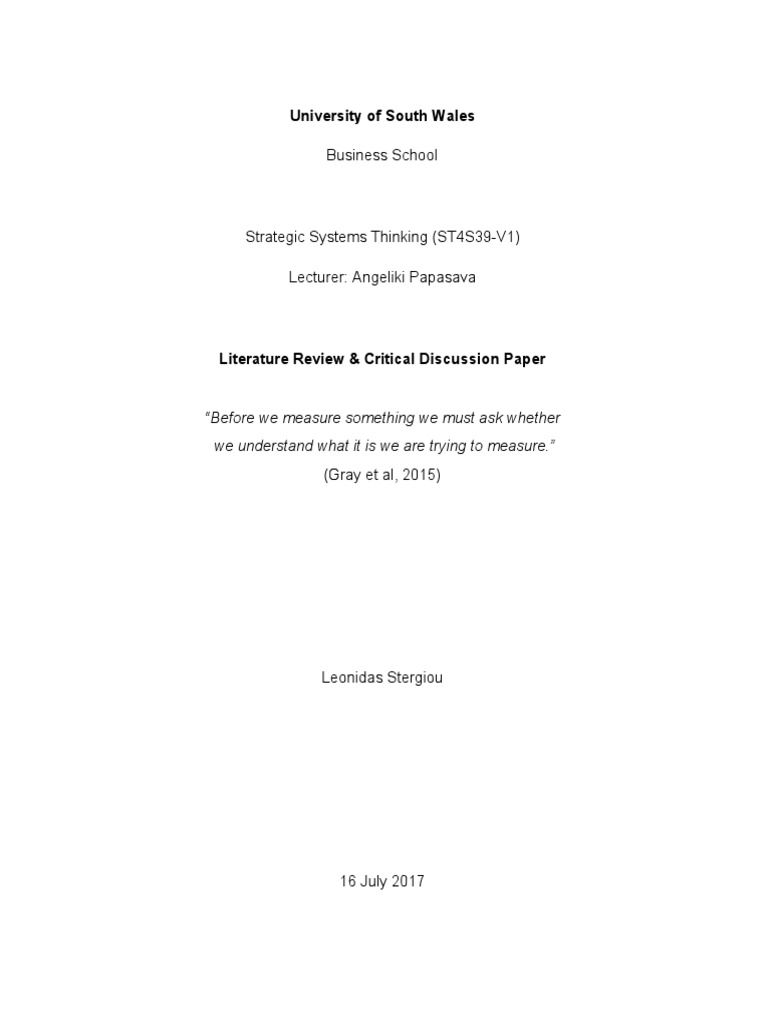 Strategic Systems Thinking Literature Re Pdf Pdf Information System