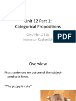 Unit 12 Part 1: Categorical Propositions: GMU Phil 173 DL Instructor: Kuykendall
