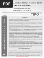 Analista Judici Irio Administrativa Sem Especialidade Tipo 1
