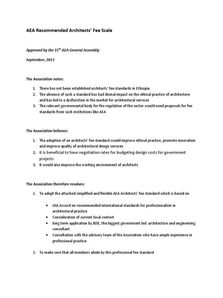 AEA Architects' Fee Standard Guidelines | PDF | Architect | Fee