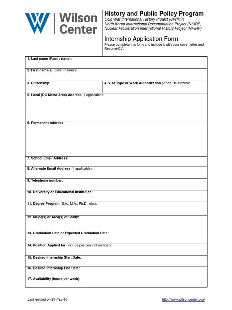 Internship Application Form Guide | PDF