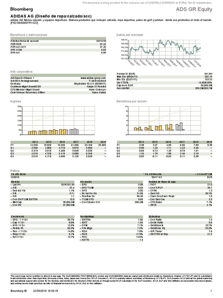 Adidas | PDF | Bloomberg LP | Economía Financiera