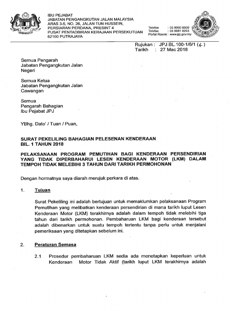 Contoh Surat Rasmi Rayuan Mempercepatkan Tarikh Jpj