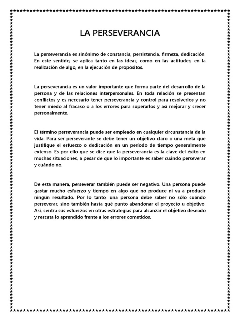 La importancia de la perseverancia | PDF | Crecimiento personal y ...